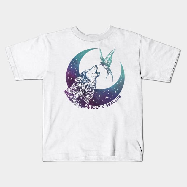 Wolf & Swallow - Moonlight Serenade [NEBULA] Kids T-Shirt by Lix